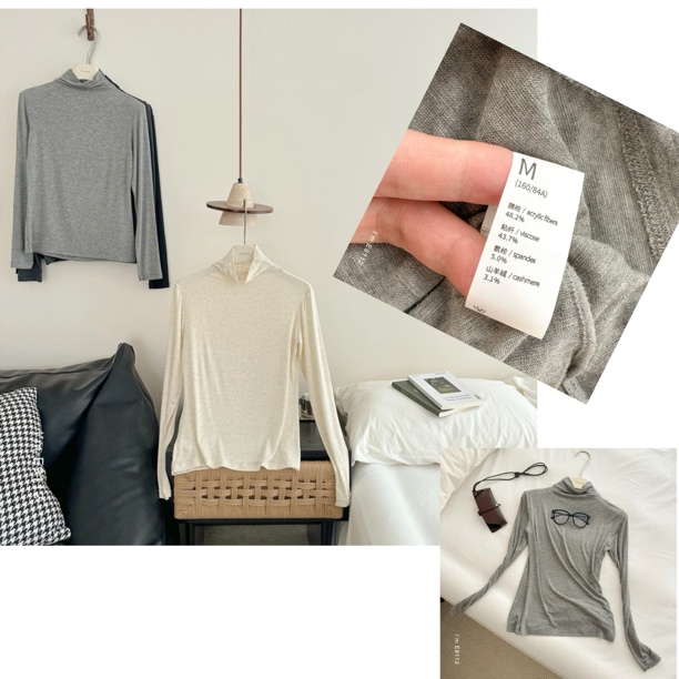 【山羊绒皮肤衣～】克什米尔山羊绒堆堆领打底高端衣～