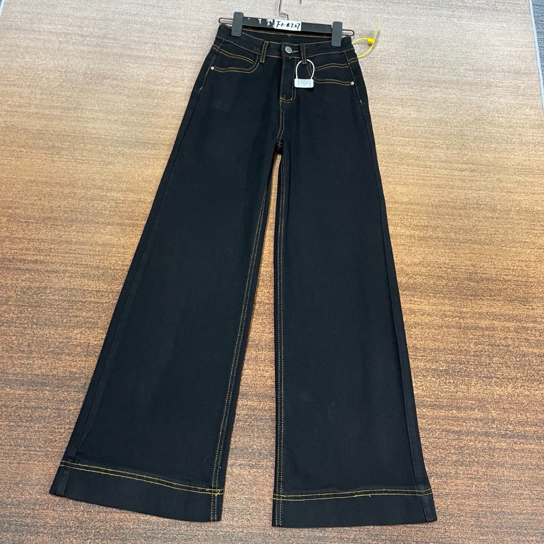 #B5-8737 加绒-厚绒 黑色个性明线设计直筒裤 高棉高弹（不换退）