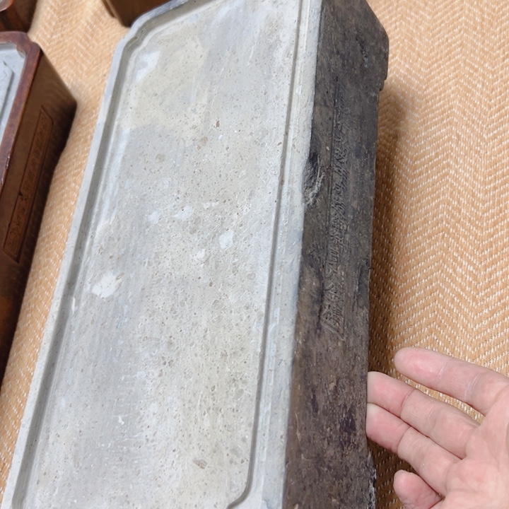 砖雕金砖老料吸水茶盘，素款35x17