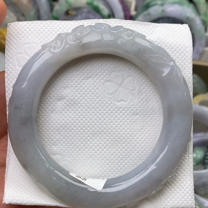 翡翠未镶嵌手镯55圆条