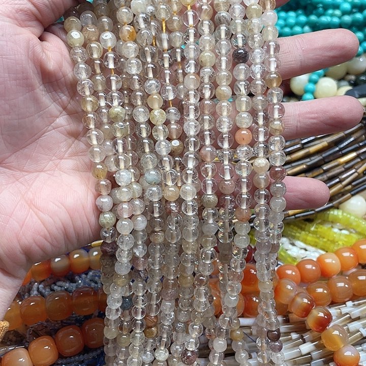 玛瑙/玉髓珠宝半成品未镶嵌一条6mm彩兔毛