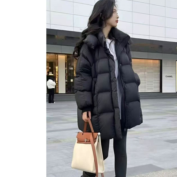 【小个子】冬季连帽中长款加厚韩版一手长羽绒服9913
