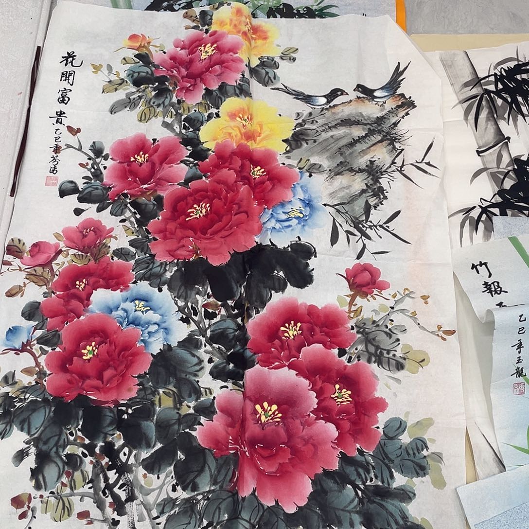 国画国画作品原稿竖牡丹福利
