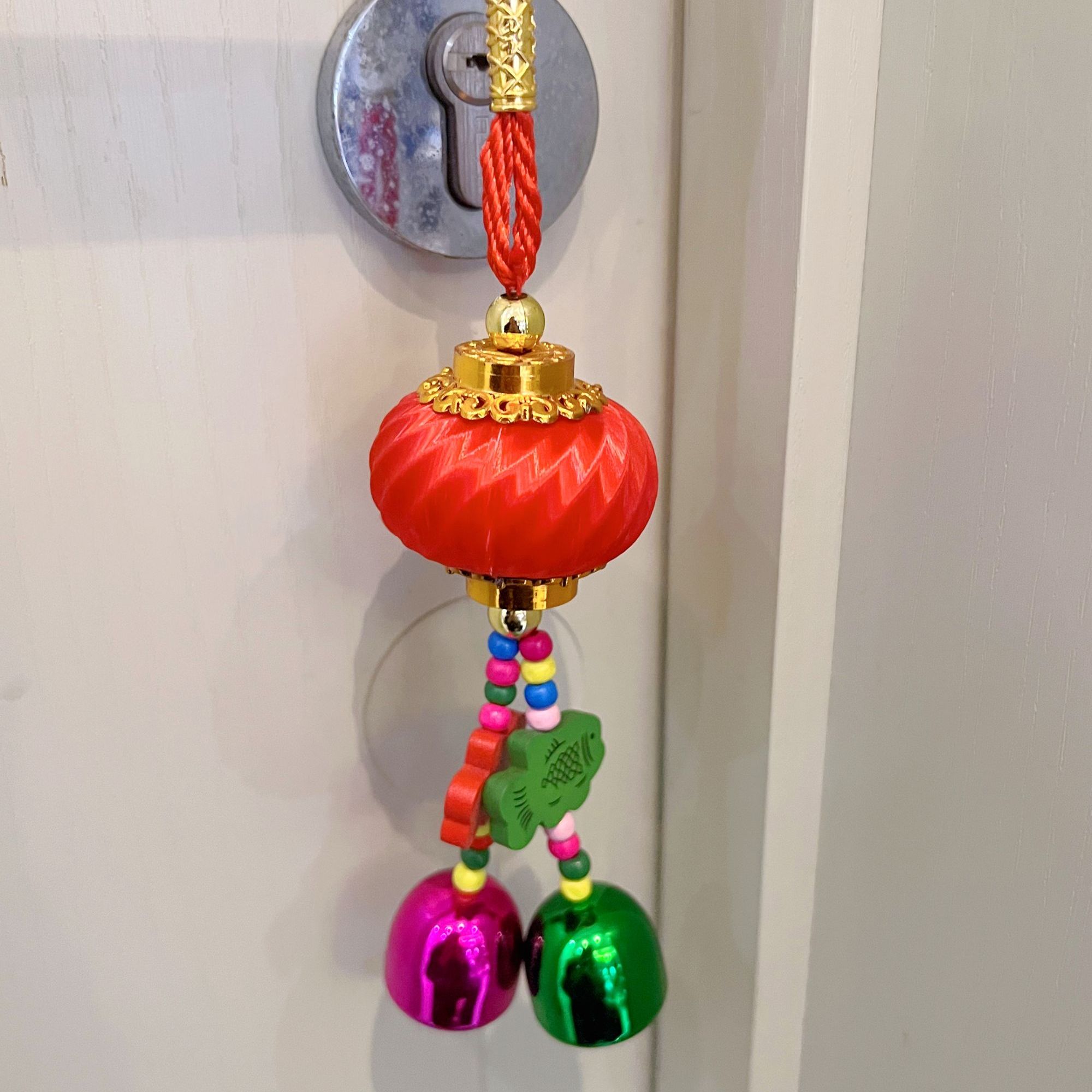 喜庆门上挂件卧室房门门把元旦过年春节装饰品招财双面铃铛提示铃