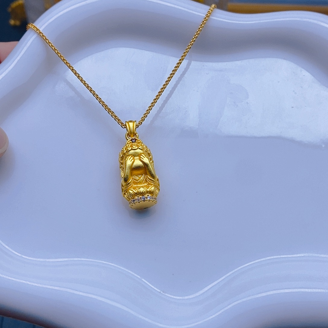 纯铜石英石无脸佛吊坠