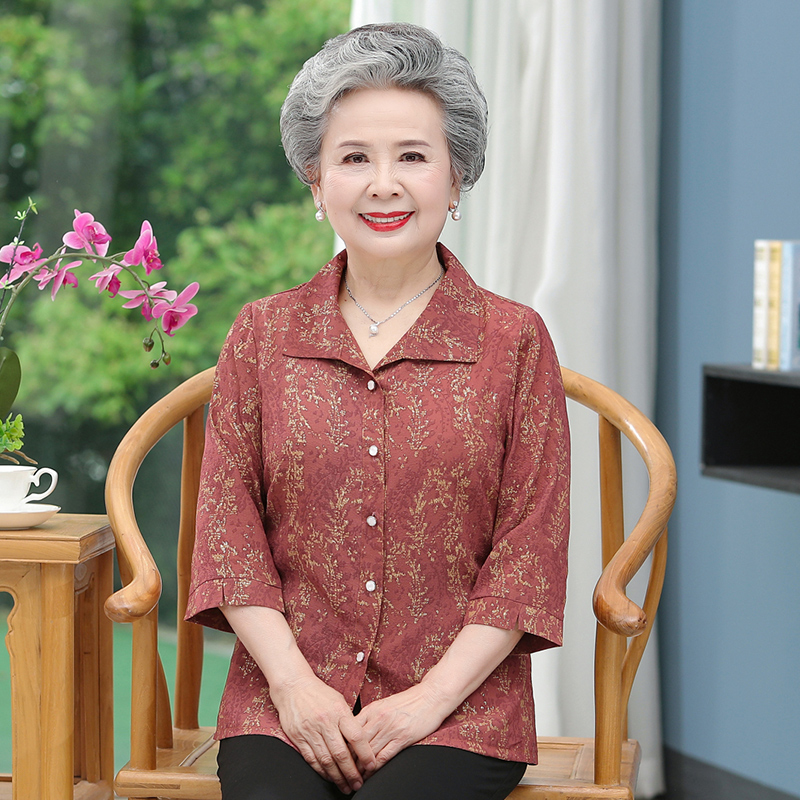 【301-350】老太太妈妈装上衣衬衣洋气中老年女装奶奶夏天衬衫