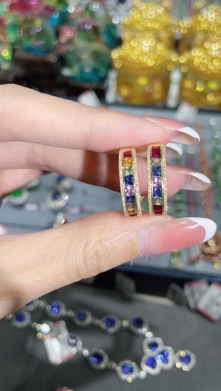 18K金镶嵌彩色蓝宝石戒指排戒 多样性发其一