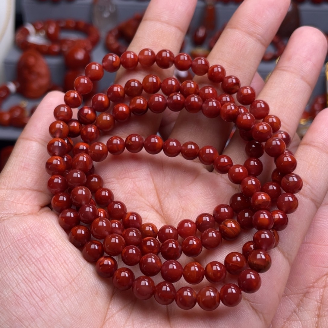 南红玛瑙未镶嵌珠宝奇石多圈6mm