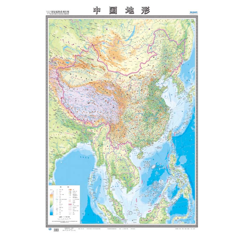 【当当】国家版图系列地图-中国地形图（全开 袋装）中国地图出版社  