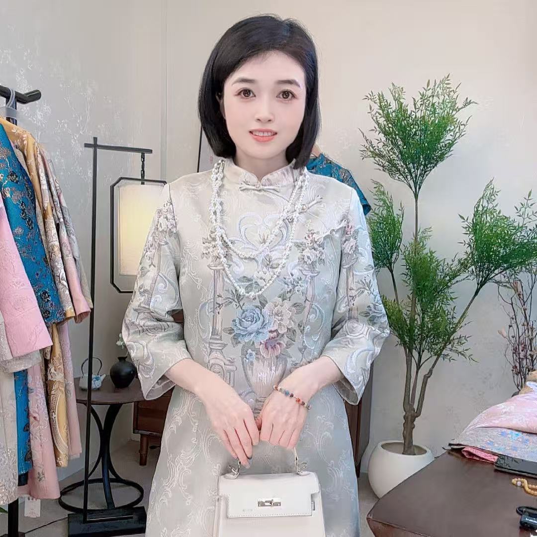 2025新款【玉兰乔木】国风复古气质提花显瘦婚宴改良旗袍HS24875(1)