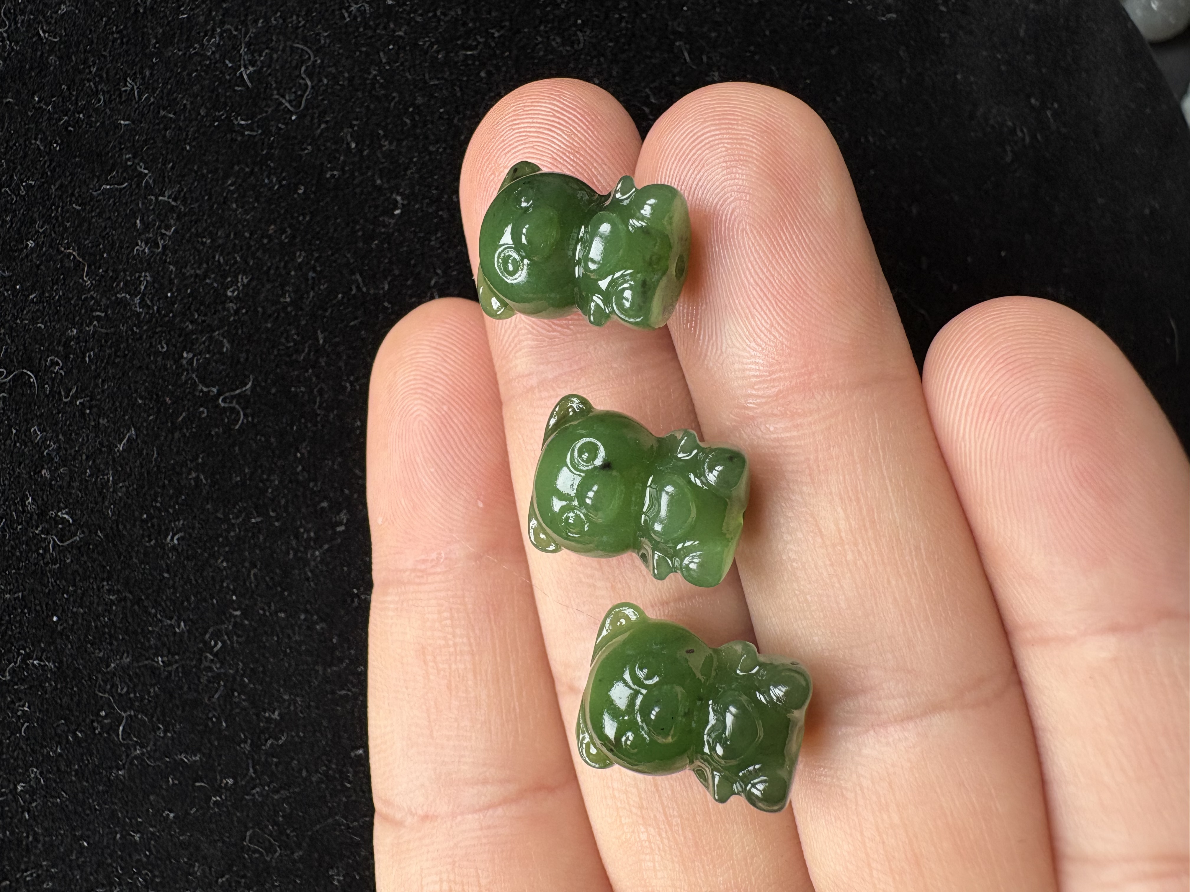 和田玉碧玉蝴蝶结小熊 通孔手串配珠 小滴流 diy手机链配饰