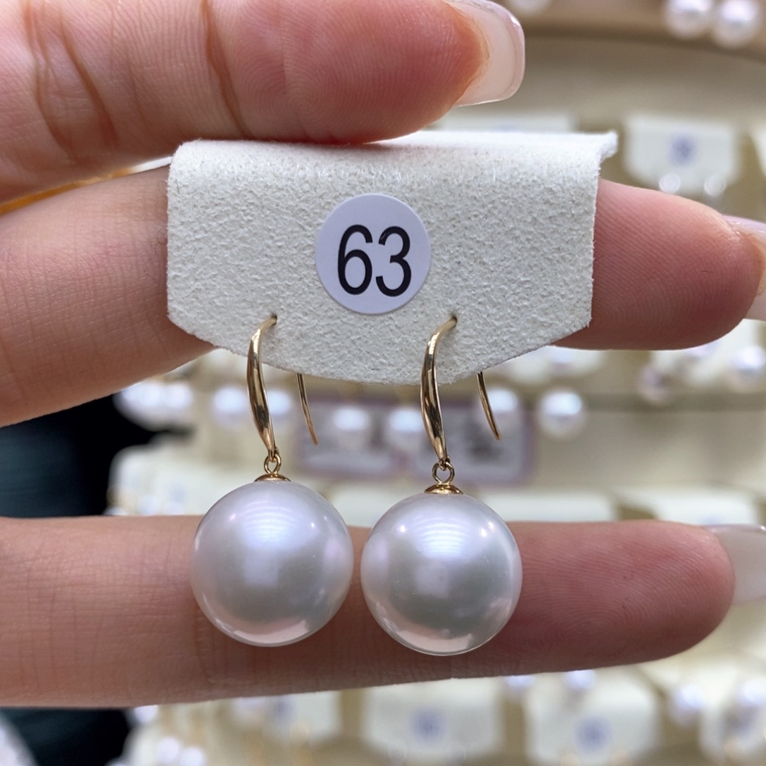 淡水珍珠耳饰18K金镶嵌