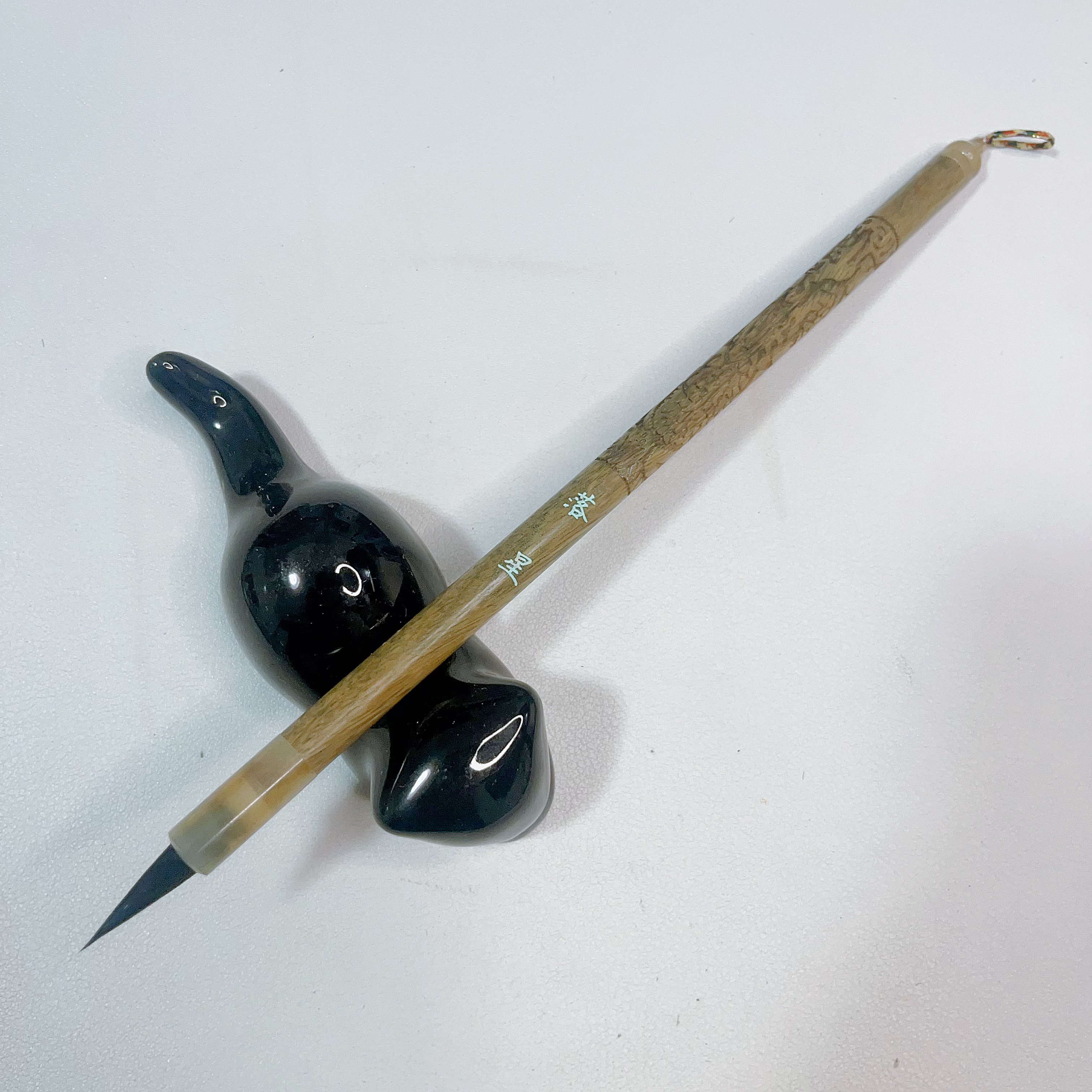 【落星】出锋1.8cm 口径0.5cm纯紫毫小楷毛笔瘦金体灵飞经绿檀笔杆