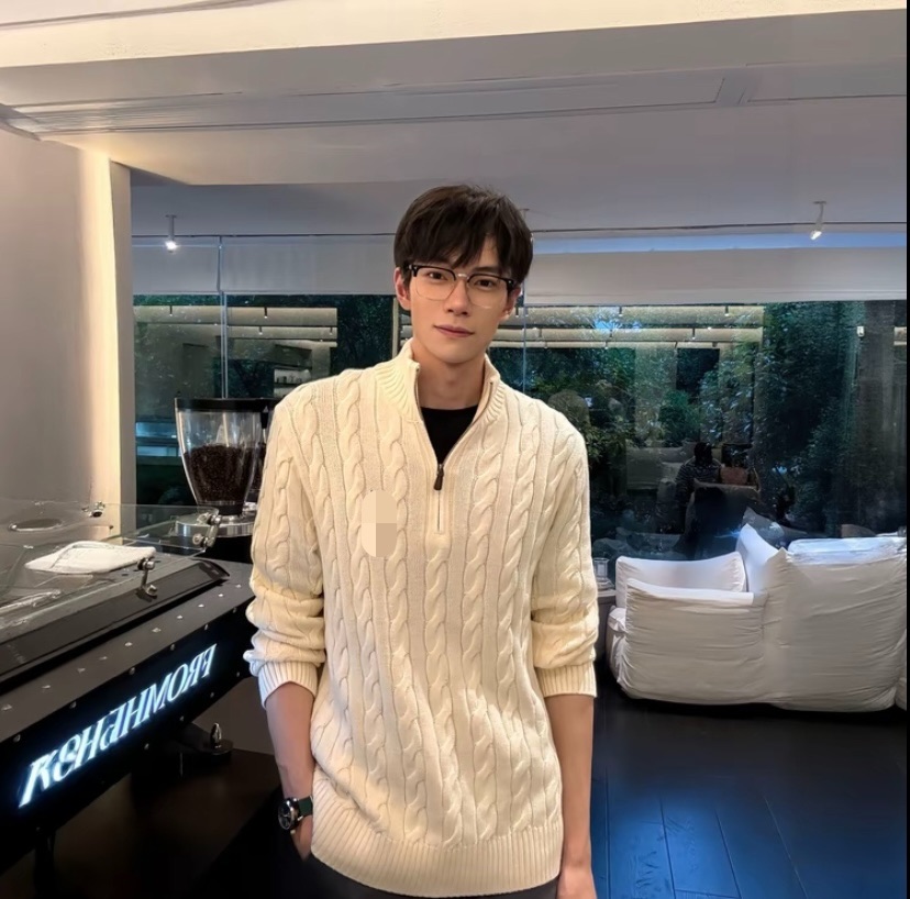 【Chic奢品】老钱风男女同款半拉链绞纹毛衣