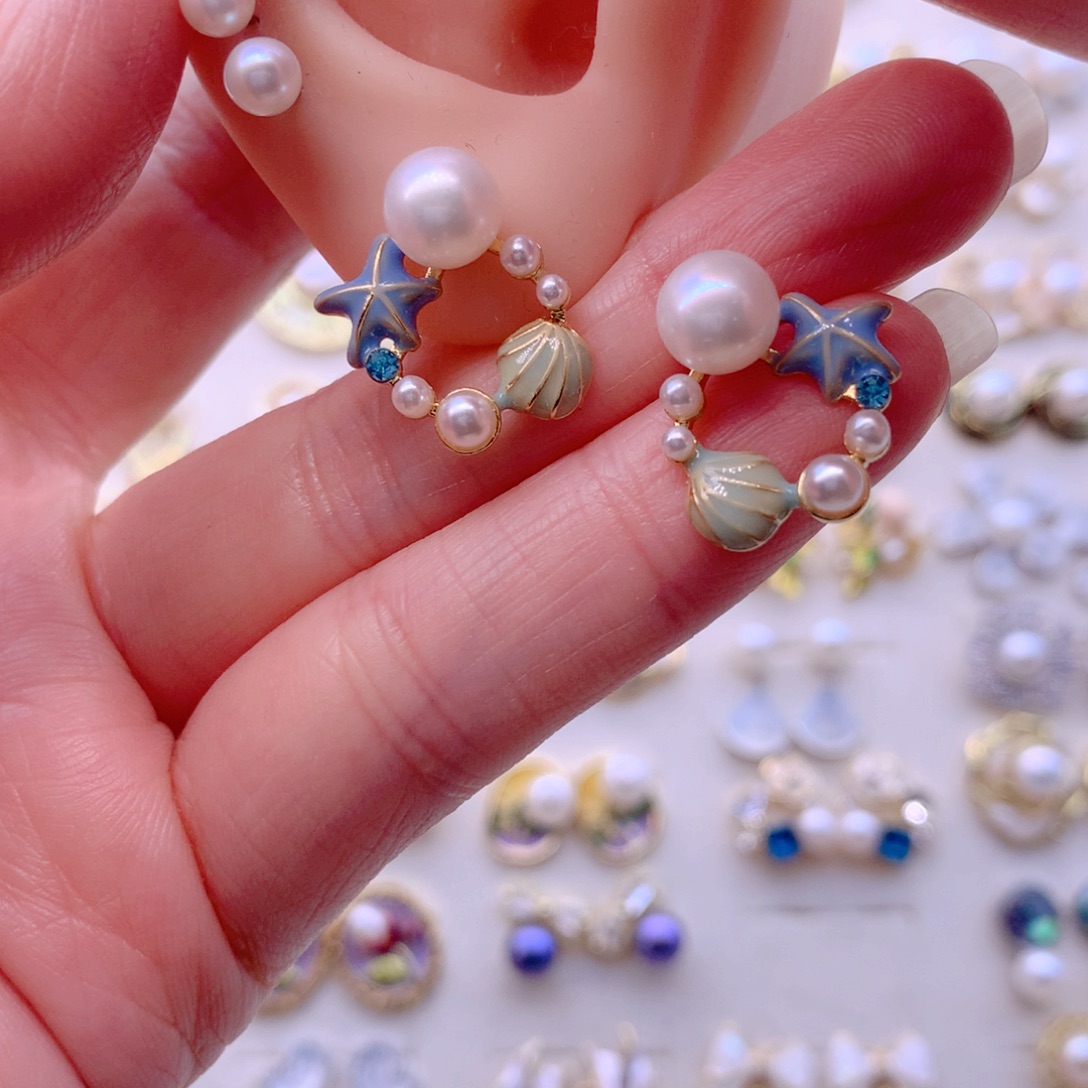 合金淡水珍珠耳饰