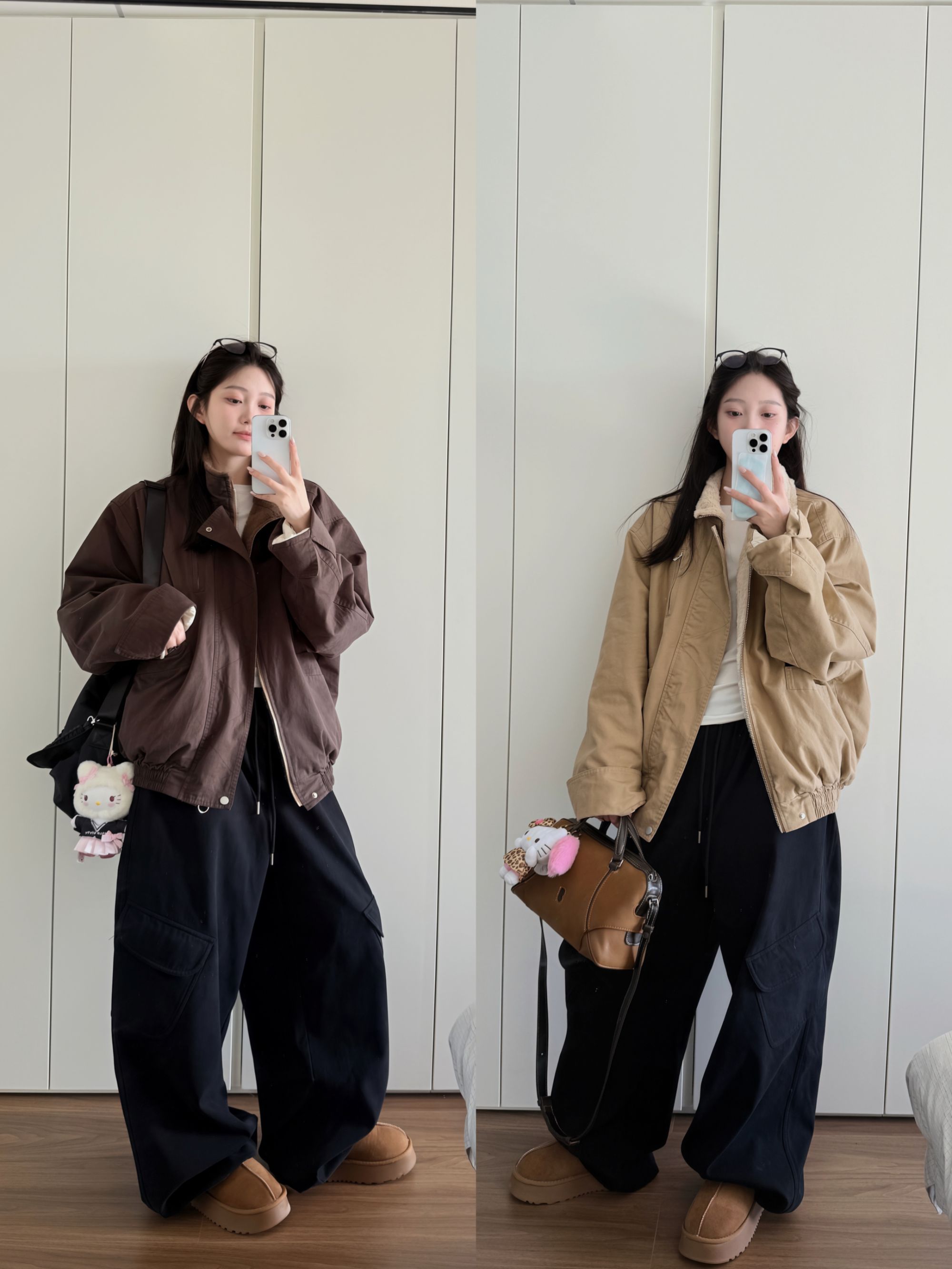 『小歪』复古立领飞行夹克冬季棉服工装肌理感复古棉服情侣外套