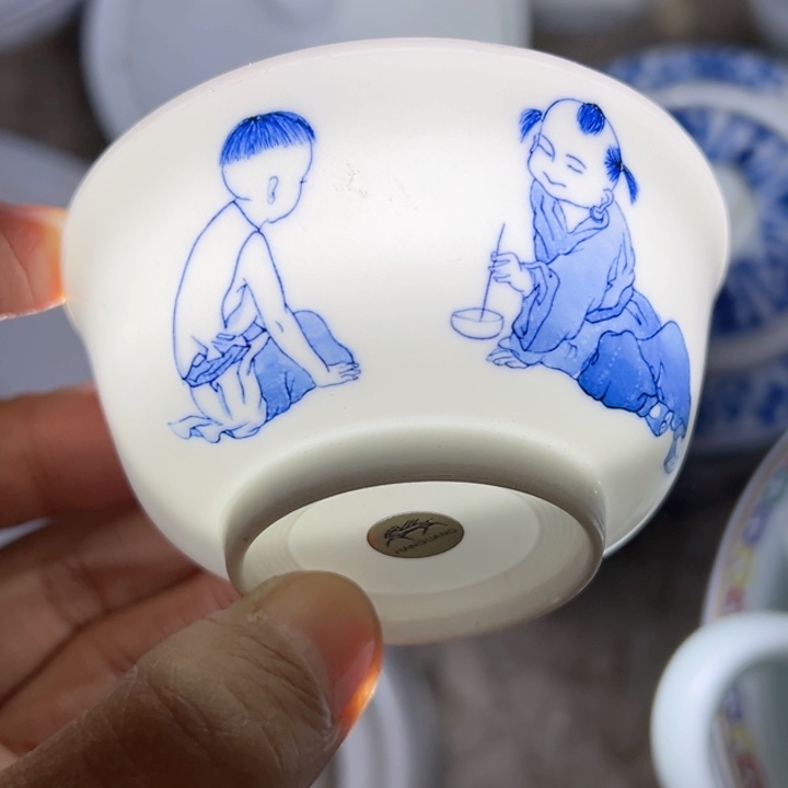 杯手绘大球泥两个陶瓷