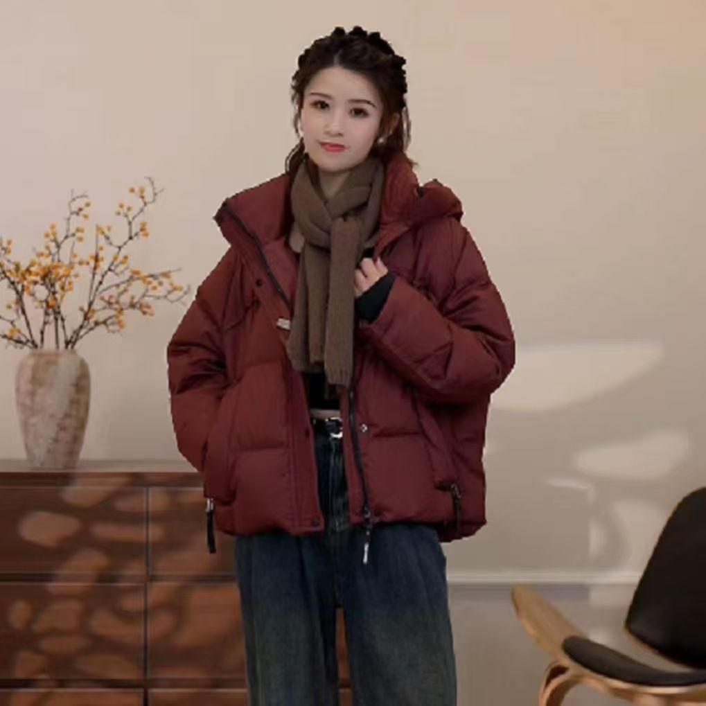 【现货】新款连帽羽绒服女冬季加厚宽松面包服保暖小个子冬装外套