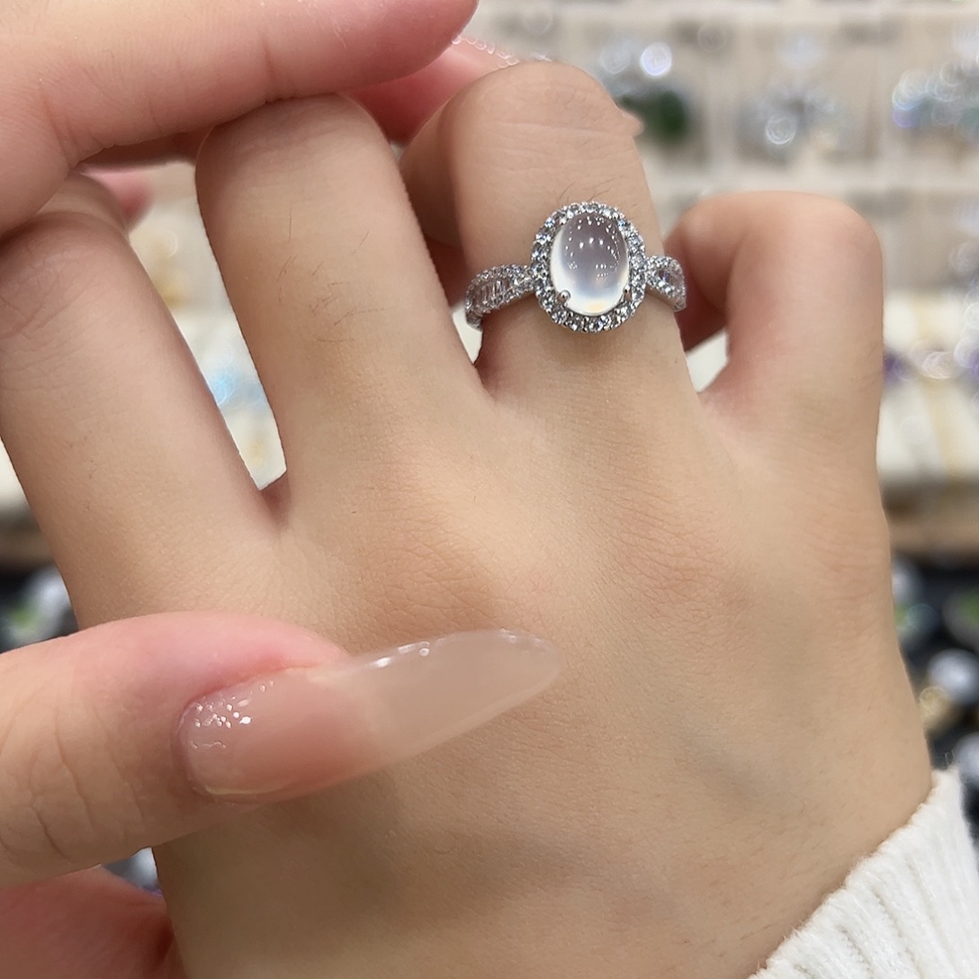 柠***s岫玉银S925镶嵌戒指