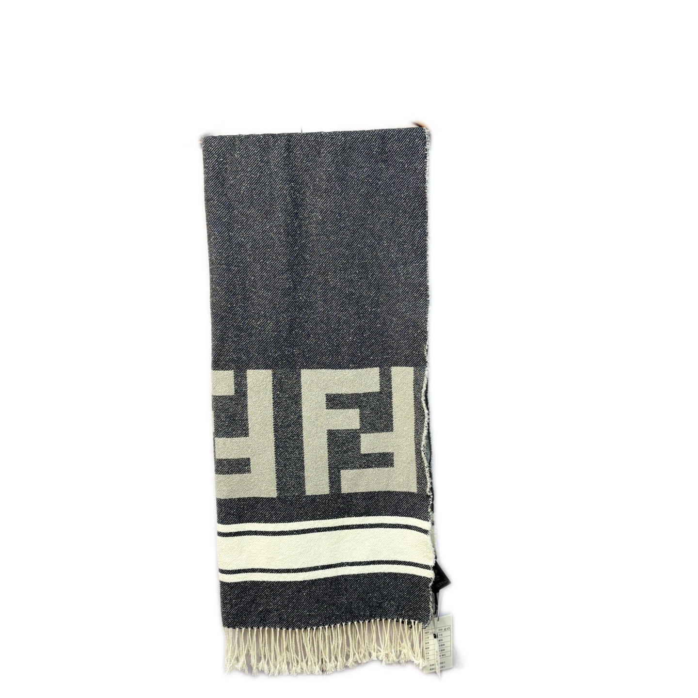 99新 FENDI/芬迪 02224 FF图案大logo围巾披肩 灰色