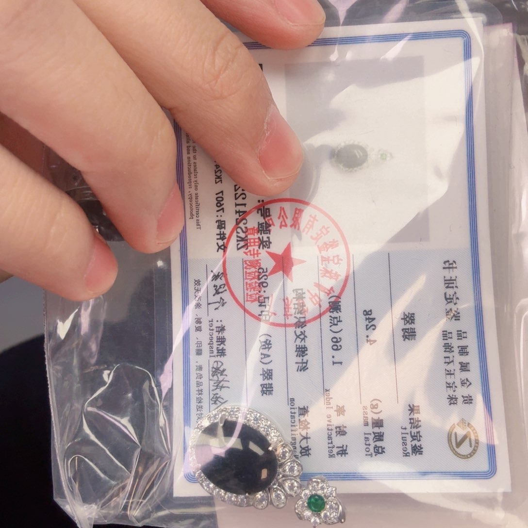 翡翠颈饰银S925镶嵌一件