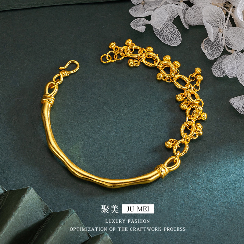 硕果累累手链黄金色个性风潮半链半镯