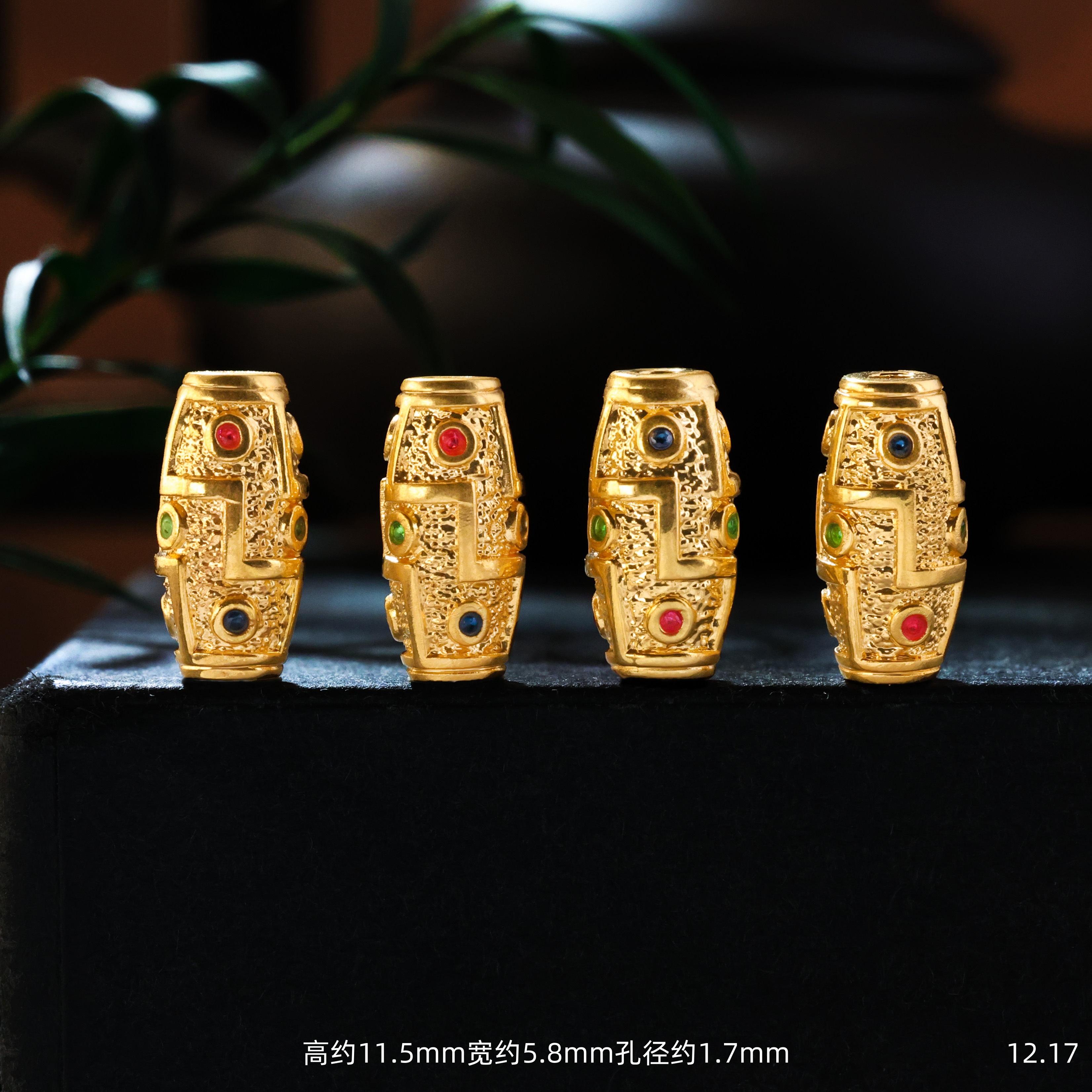 【金豆工厂】18K金豪镶九眼桶珠隔珠吊坠手串项链配饰（厚5D金）D