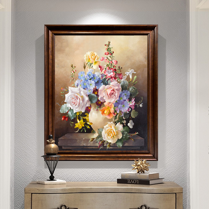 u作【白玫瑰之恋】美式欧式法式装饰画手绘油画玄关挂画餐厅花卉