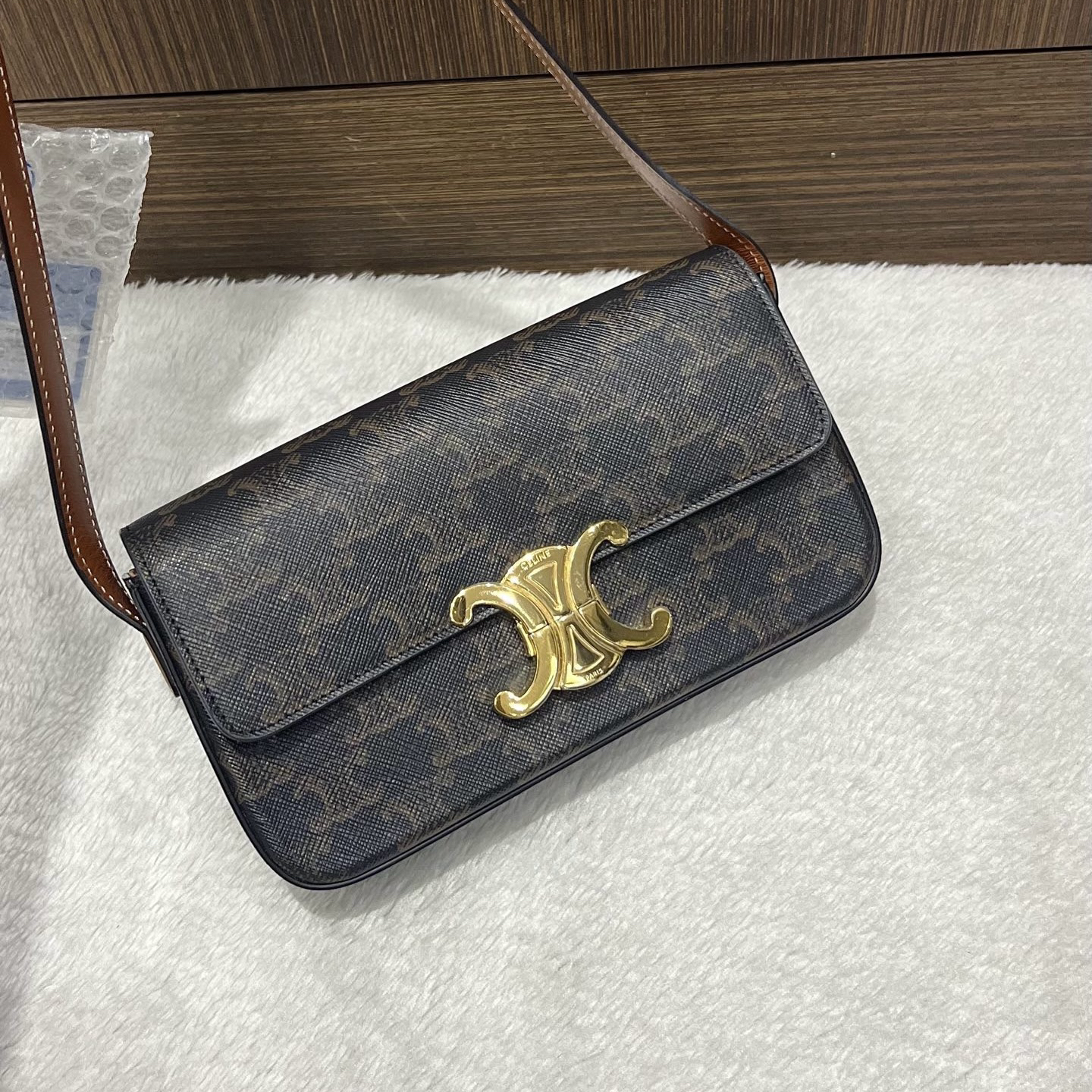 95新 Celine/思琳 凯旋门老花腋下包/二奢