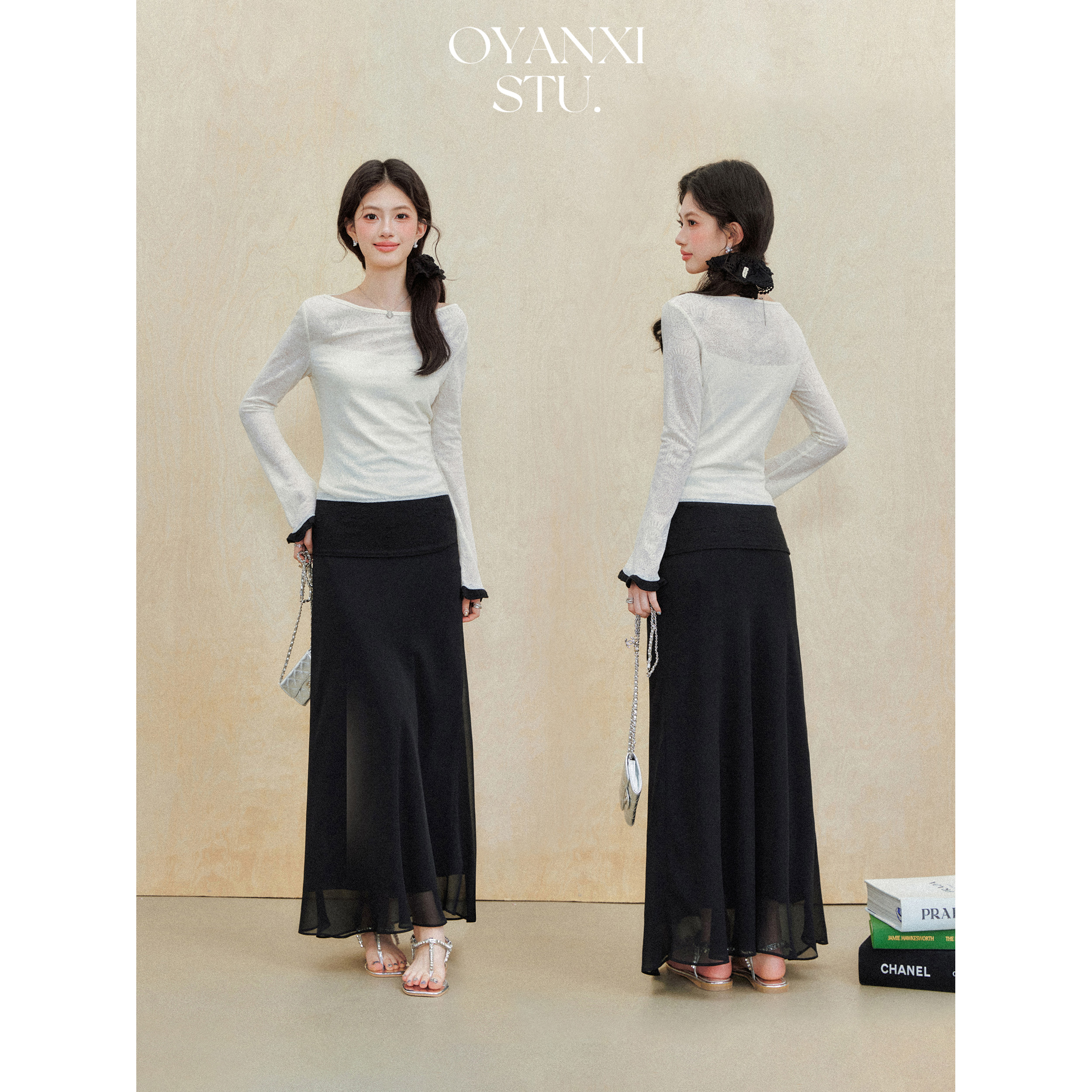 万万【清清】一念花开小众设计高级感半身裙修身显瘦A字鱼尾摆半裙