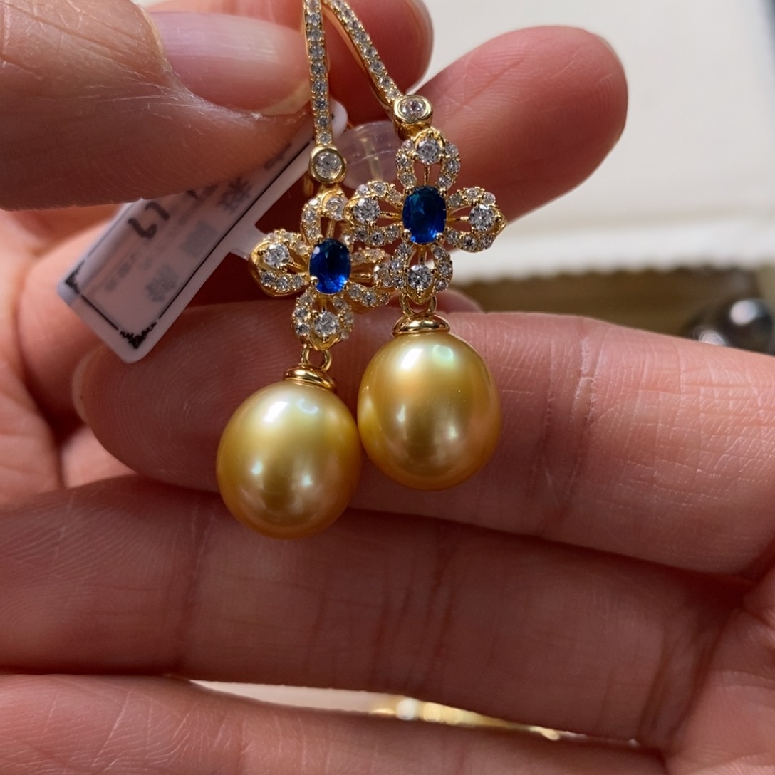 海水珍珠耳饰银S925镶嵌