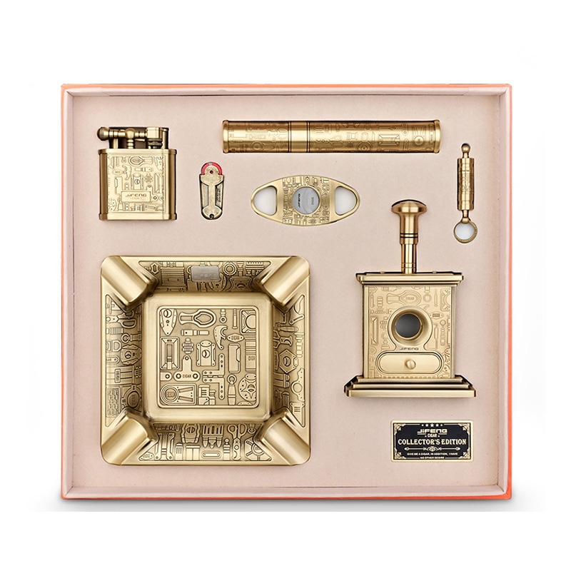 CIGARLOONG雪茄烟灰缸雪茄管剪刀打火机雪茄钻打火石套装JF-TZ222