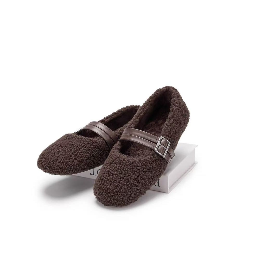 现货H6｜高档真毛设计师潮款瓢鞋棉鞋女鞋｜标准尺码｜811