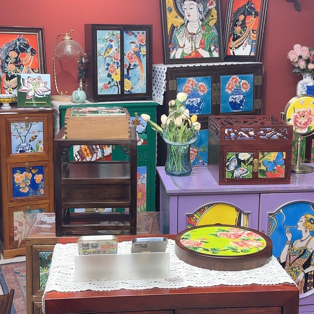 果****瓷片胡桃色圆盘芥末绿