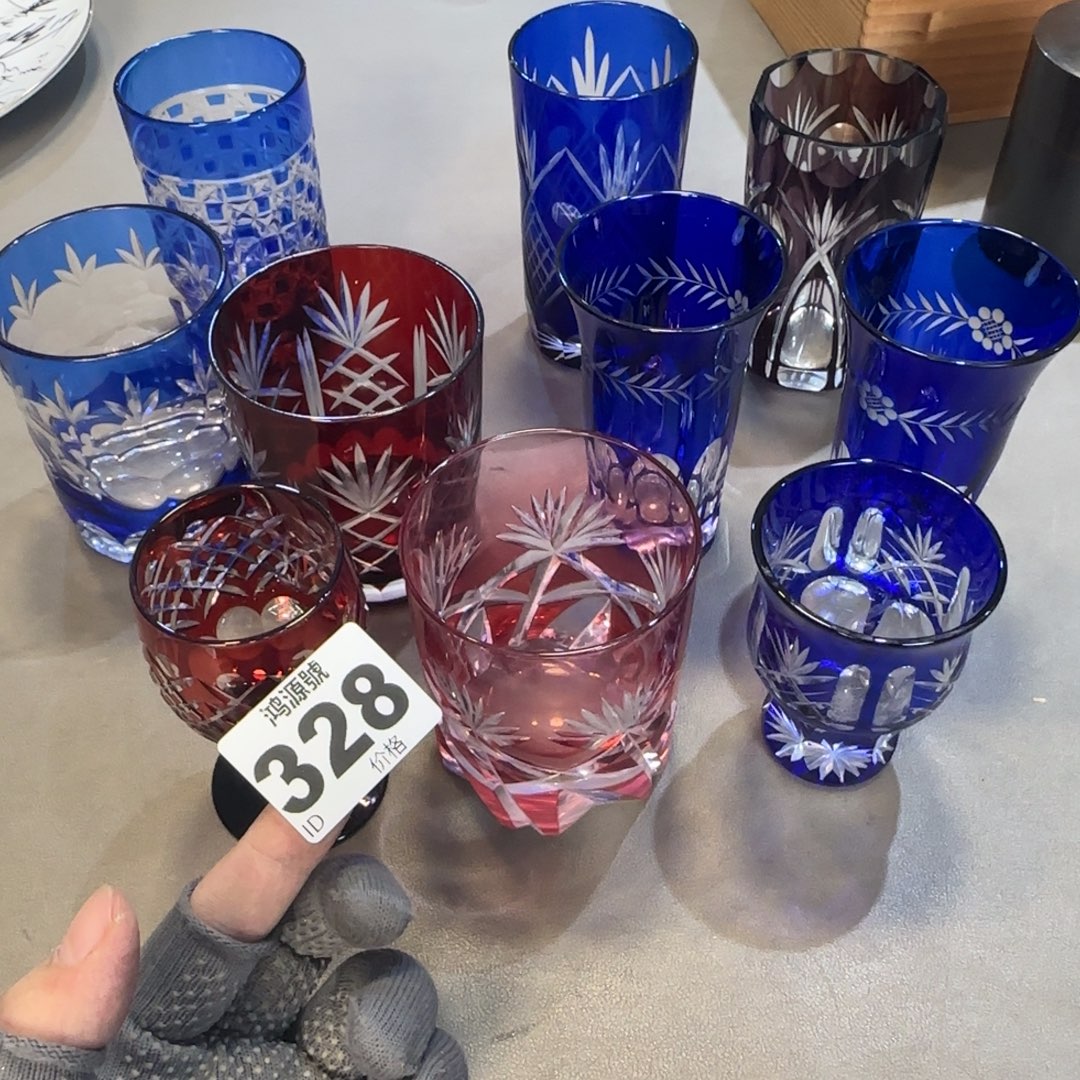 文***鱼玻璃中古美术装饰工艺品