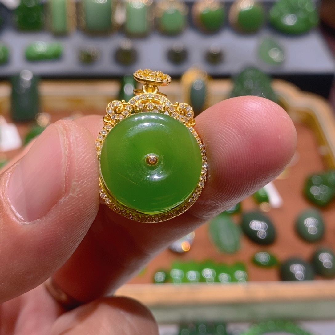 和田玉（碧玉）银S925镶嵌颈饰艺