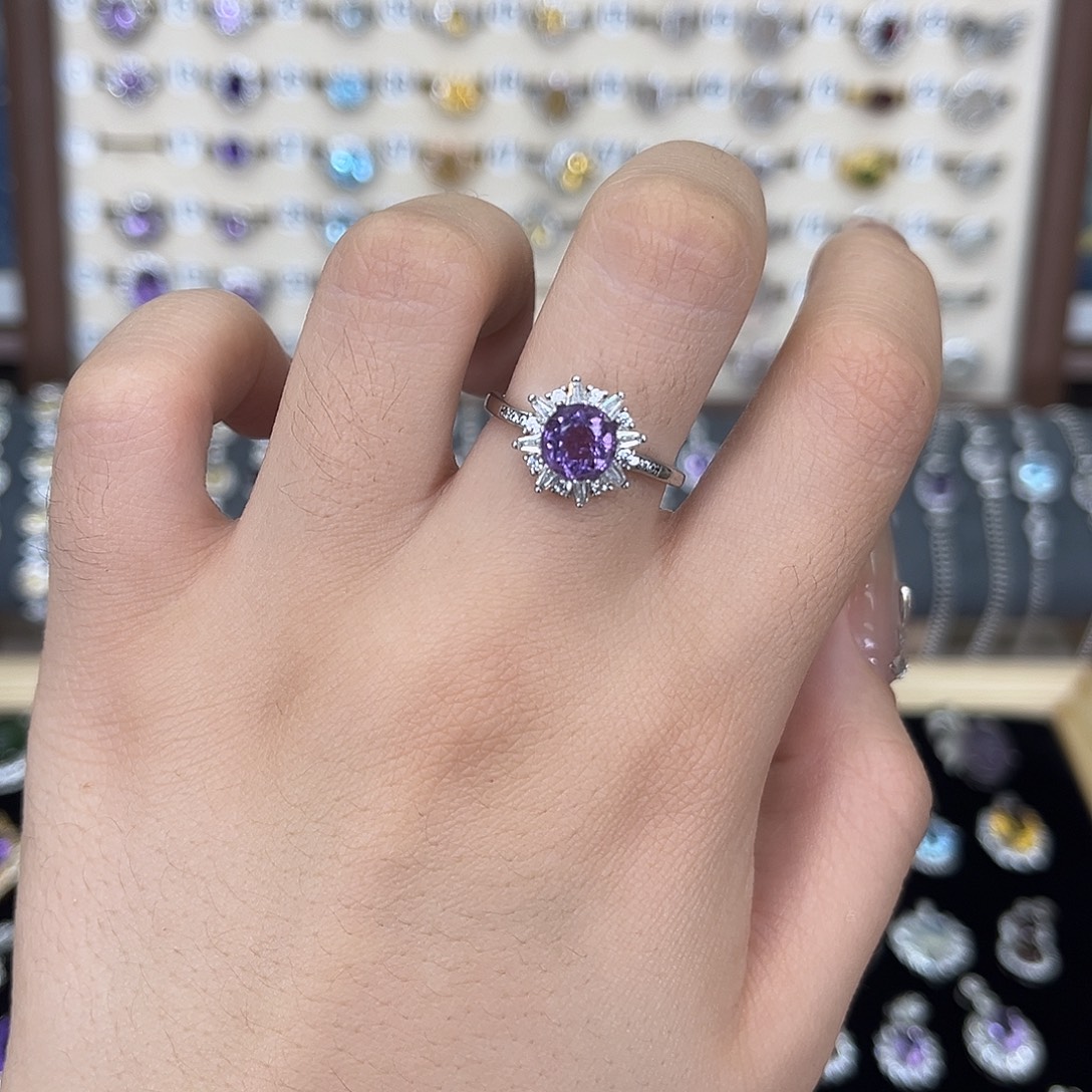 戒指紫晶银S925镶嵌