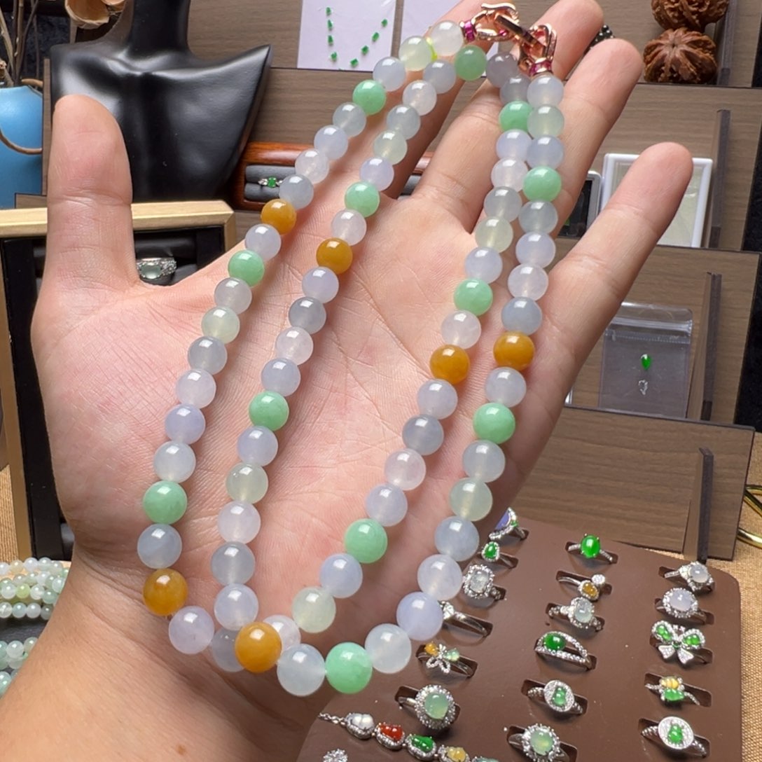 翡翠未镶嵌手串多宝翡翠108颗珠链