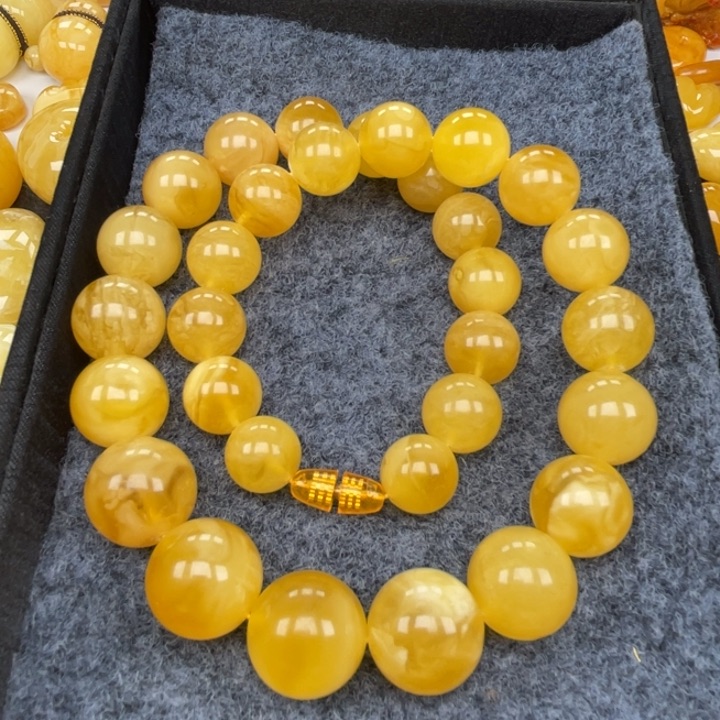 裸石蜜蜡未镶嵌蜜蜡项链重87.8