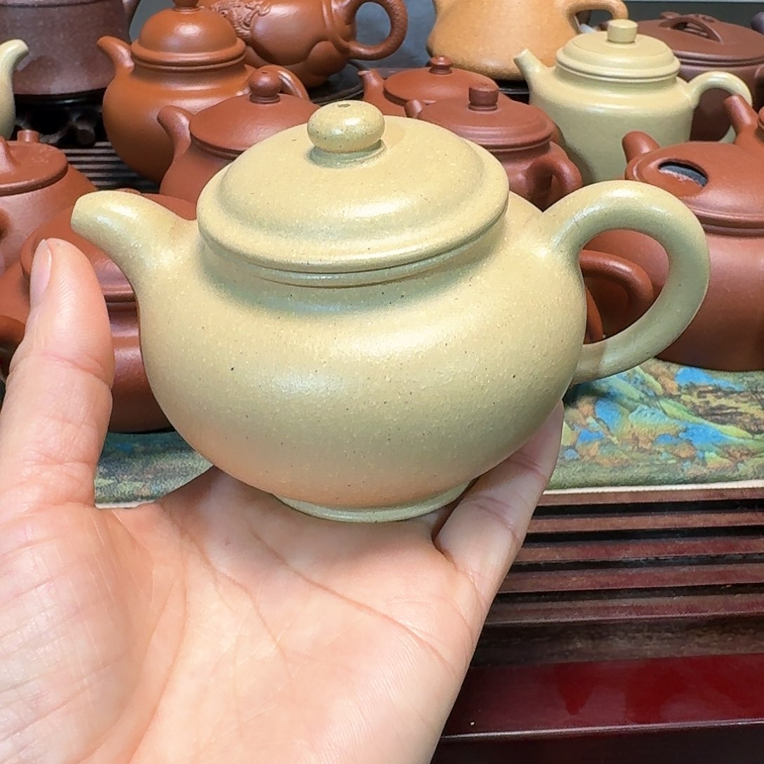 紫砂茶壶本山绿泥半手工微暇