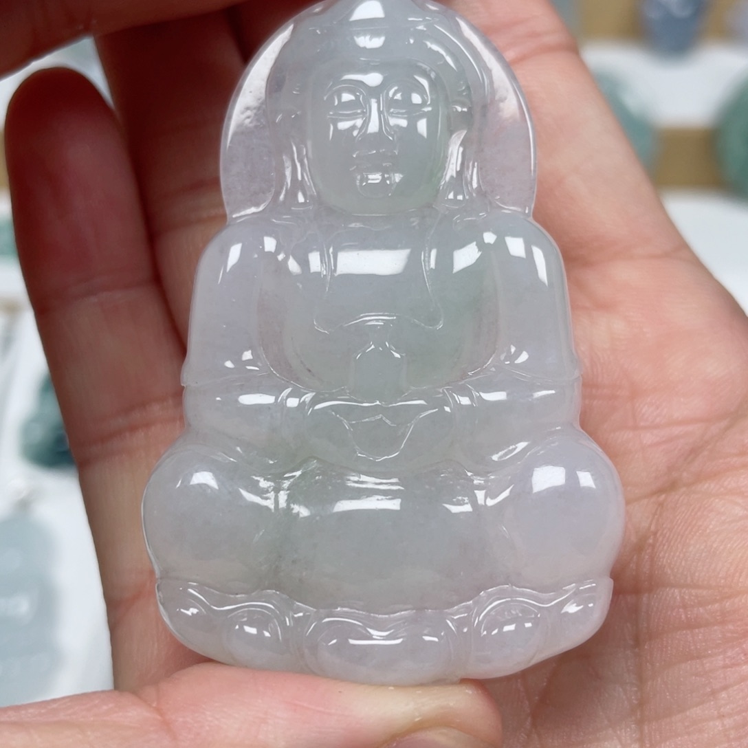 翡翠颈饰未镶嵌天然翡翠A货观音63号