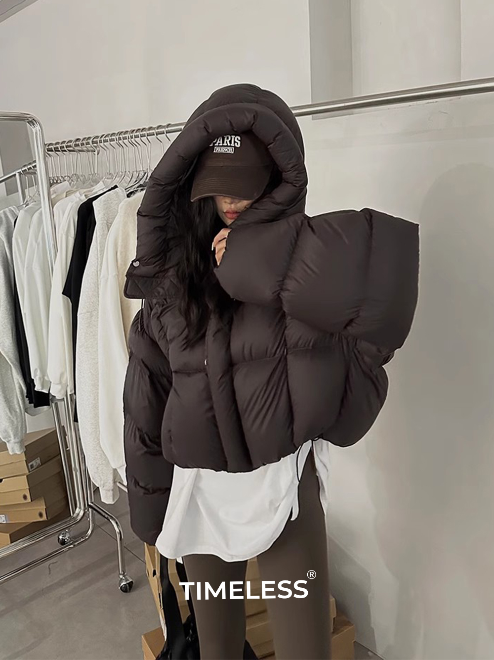 TIMELESS【肯豆风】2025冬季美式泡芙棉服 小个子短款连帽棉袄外套