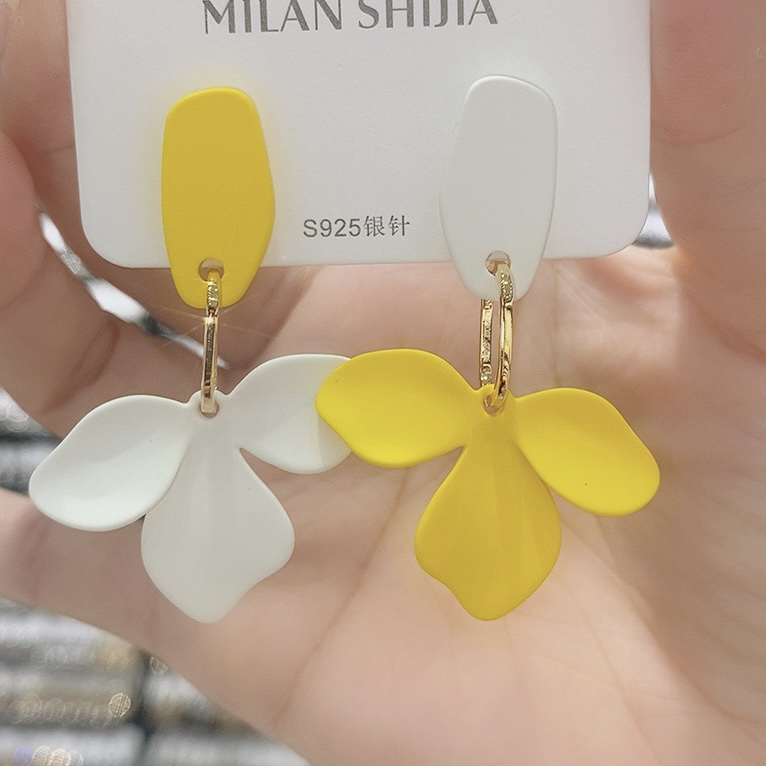 铜合金耳饰 新款AB款花朵耳坠时髦高级