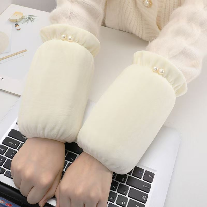 秋冬防脏短款袖套学生工作纯色防污套袖羽绒服成人袖头可爱护袖