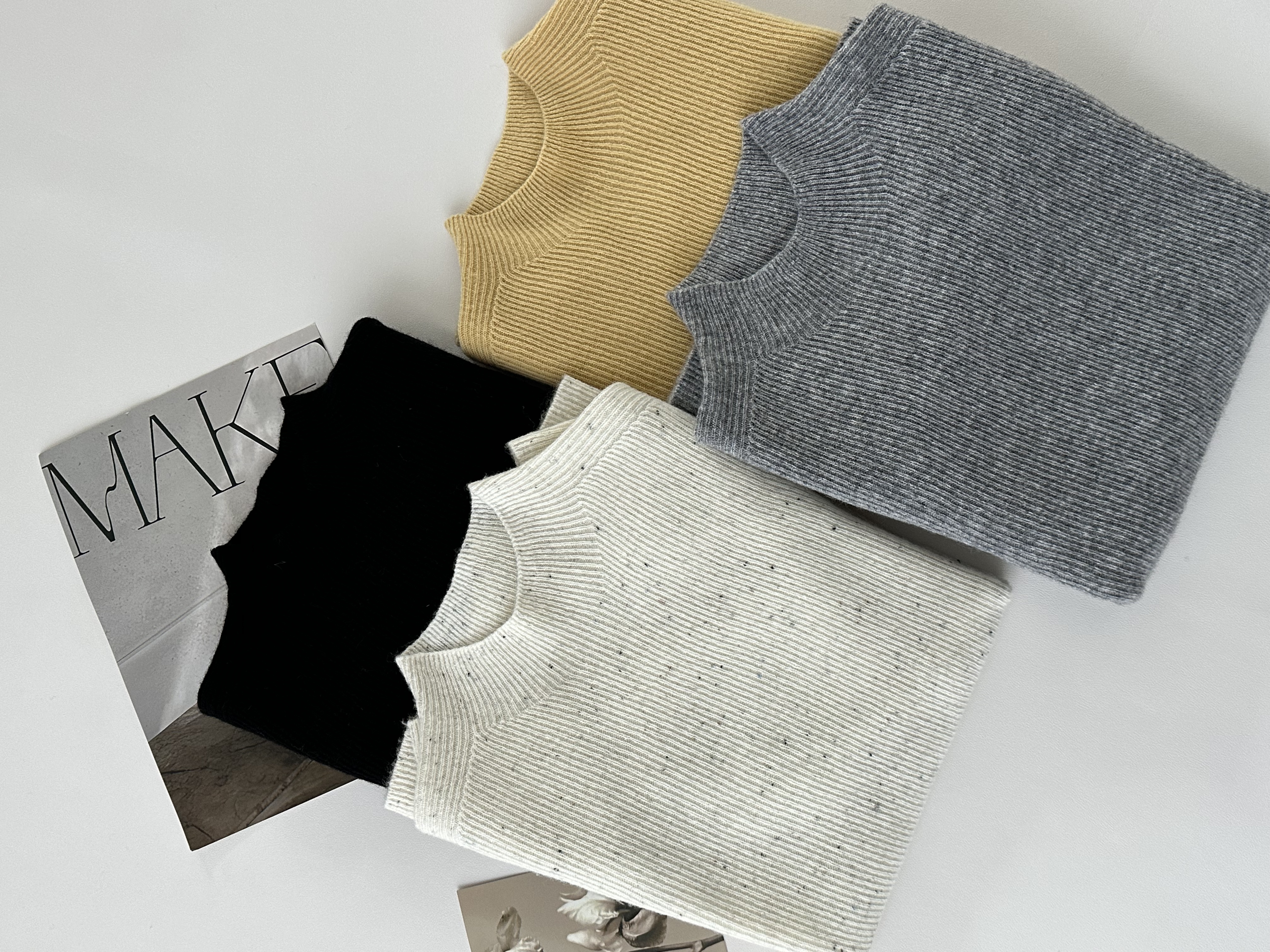 半高领修身百搭羊毛坑条打底衫女