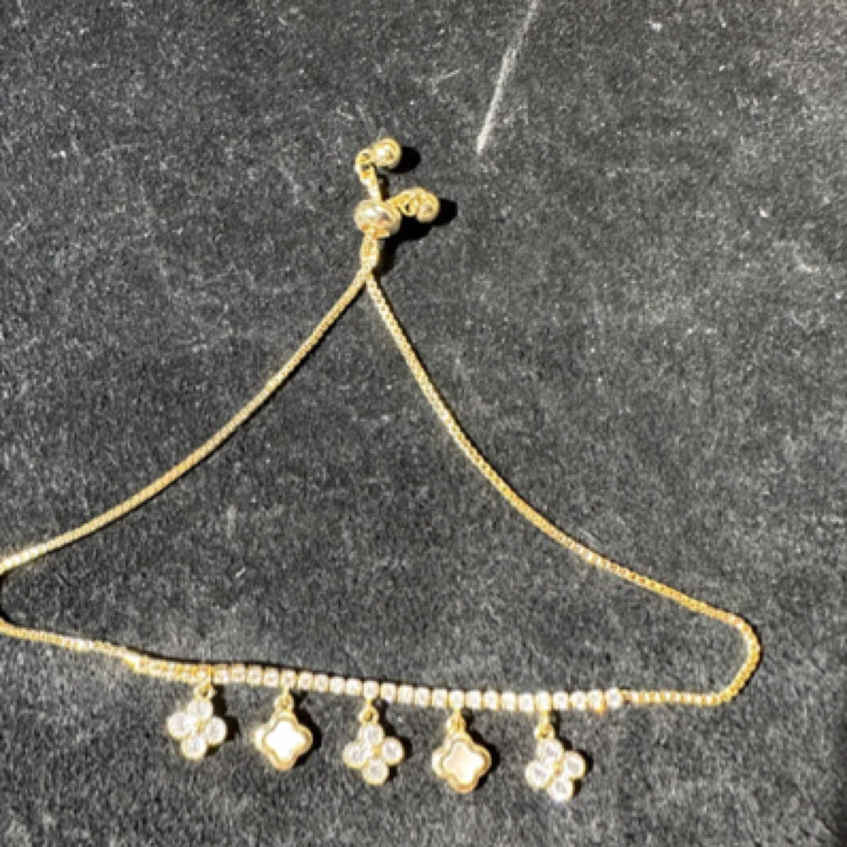 铜合金合成锆石手链 A313精致四叶菜手链