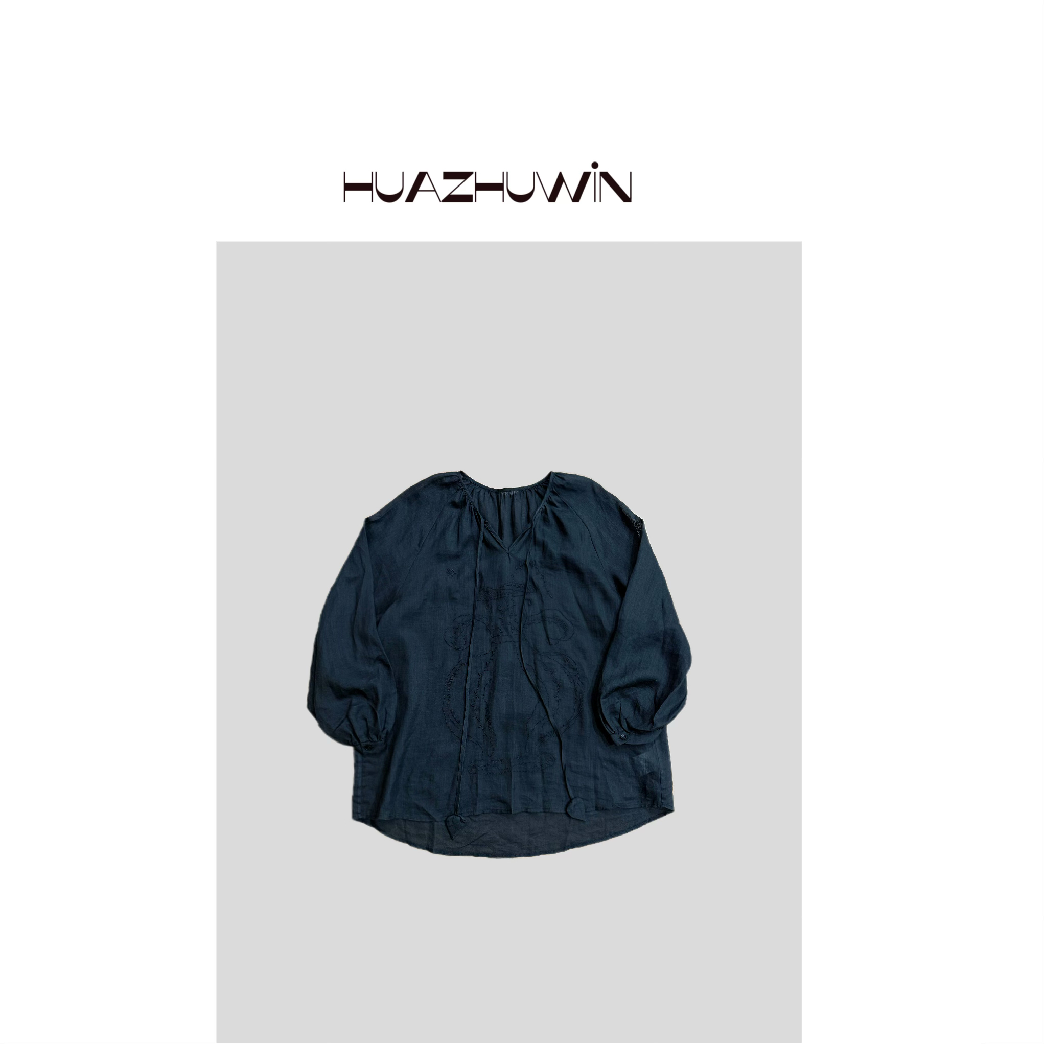 HZ-私服款原单100苎麻刺绣套头小衫