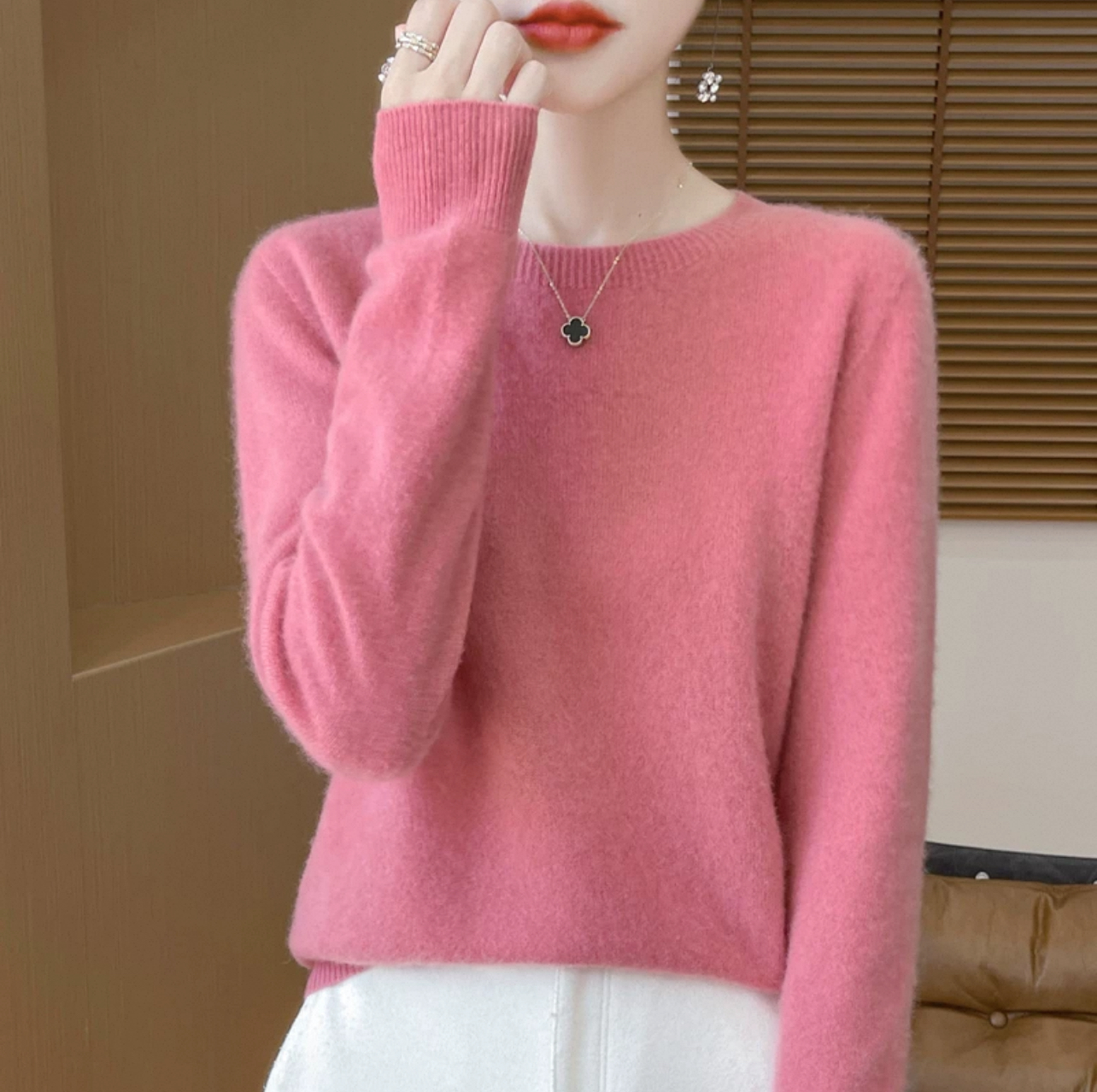 一线成衣纯羊毛衫女2025秋冬新款宽松圆领羊绒针织打底衫保暖毛衣