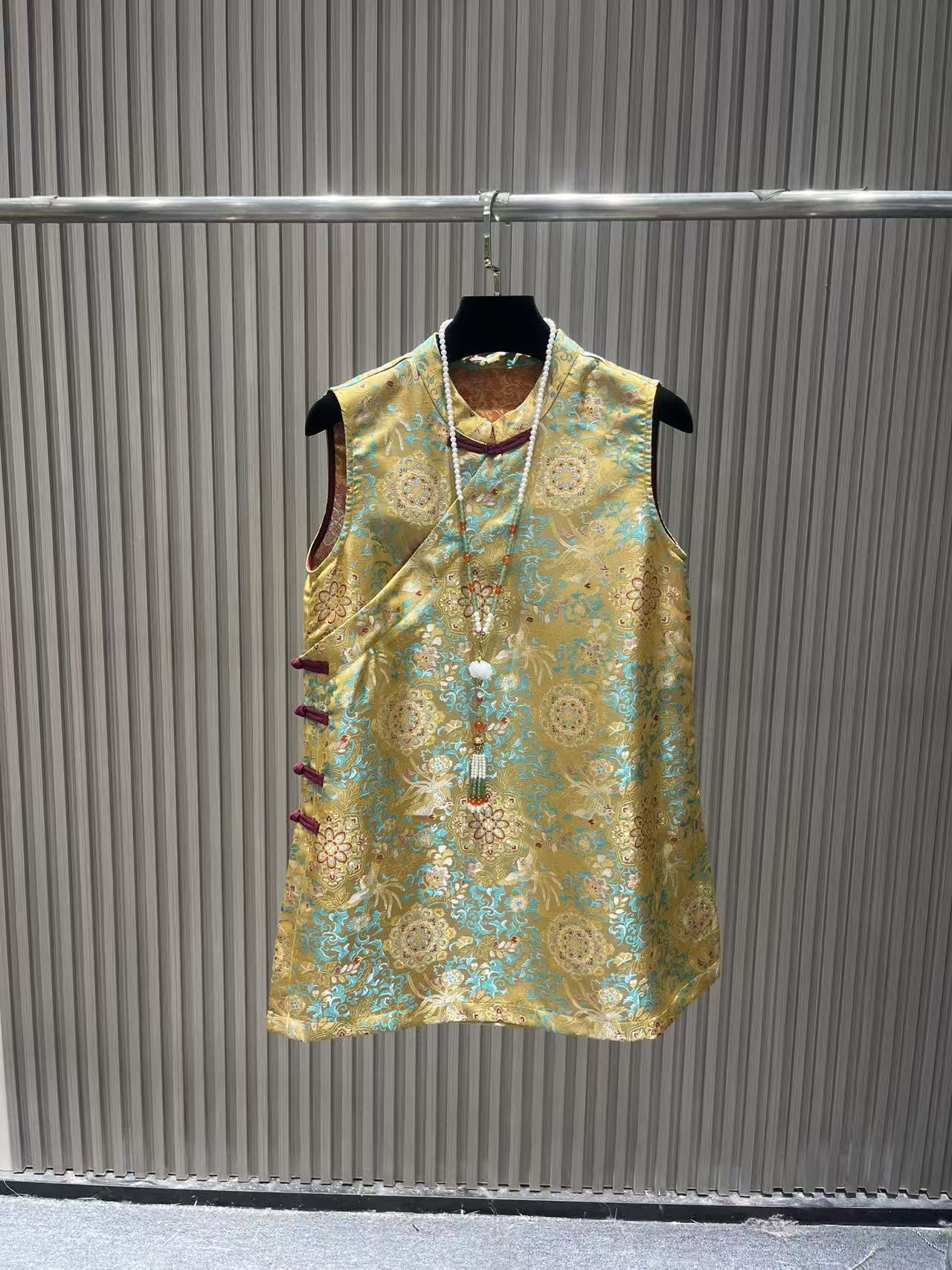 八宝罗盘 薄款马甲新中式国风香云纱印花双面上衣