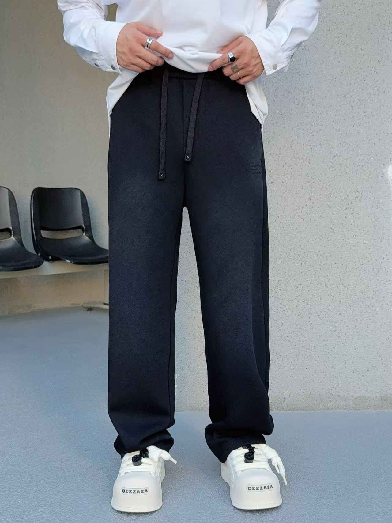 潮牌高端轻奢2025新款长裤秋冬平口折叠长裤宽松平口休闲长裤